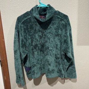 Vintage Elegant Green Cowl Neck Sweater Red Rover EUC size M Purple Detail USA